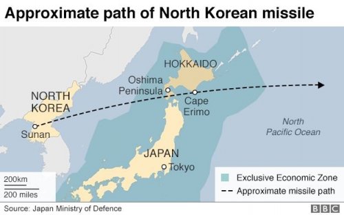 Хойд Солонгосын пуужин Японы дээгүүр нисэж, 3000 км-ийн зайд унажээ